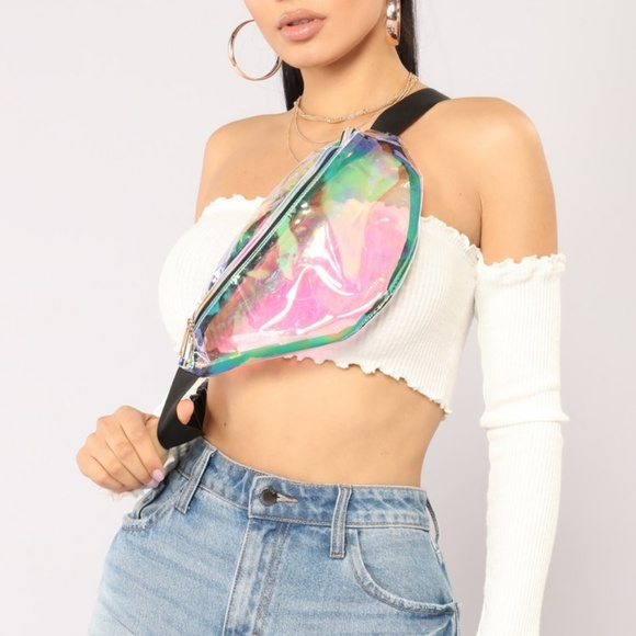 Star Posh Handbags - Transparent Holographic Fanny Pack Shoulder Bag